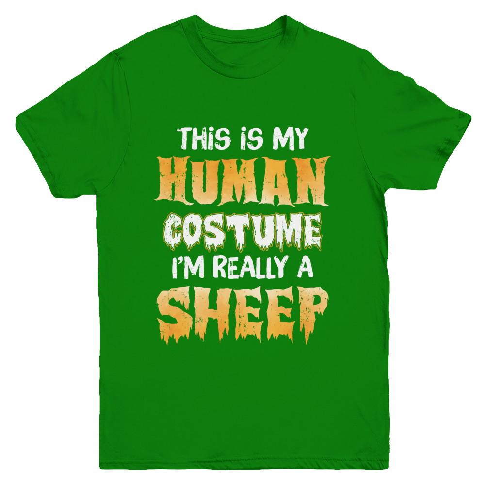 This Is My Human Costume Sheep Halloween Youth-Youth Shirt-Youth T-Shirt-Irish Green