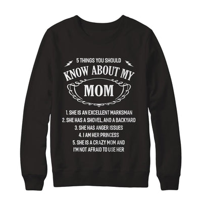 5 Things You Should Know About My Mom Daughter-T-Shirt & Sweatshirt-Crewneck Sweatshirt-Black