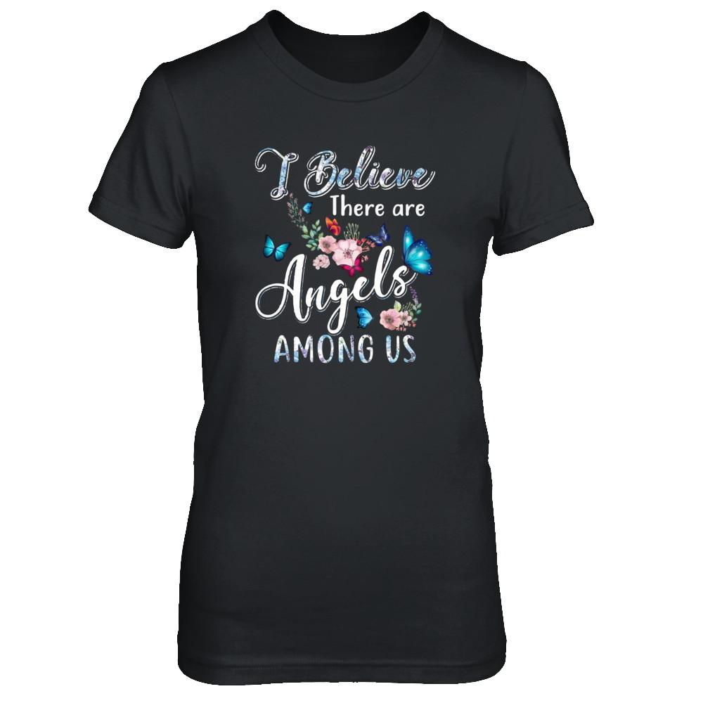 I Believe There Are Angels Among Us Cute Butterfly-T-Shirt & Tank Top-Women's T-Shirt-Black