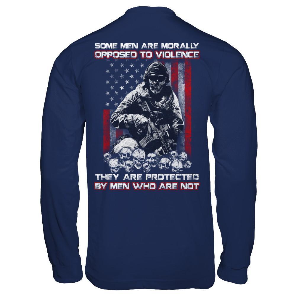 Veteran Men Opposed To Violence They Are Protected By Men Who Are Not-T-Shirt & Hoodie-Long Sleeve T-Shirt-Navy