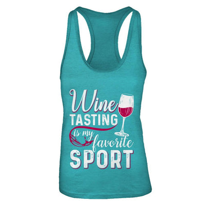 Wine Tasting Is My Favorite Sport-T-Shirt & Tank Top-Women's Ideal Racerback Tank-Tahiti Blue