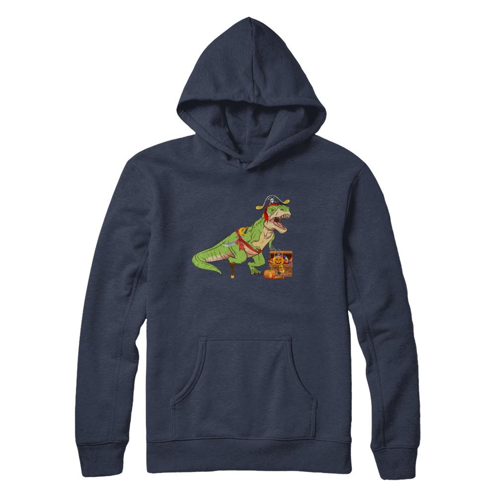 Dinosaurs T-Rex Pirate Halloween Saurus For Men Women-T-Shirt & Hoodie-Pullover Hoodie-Navy