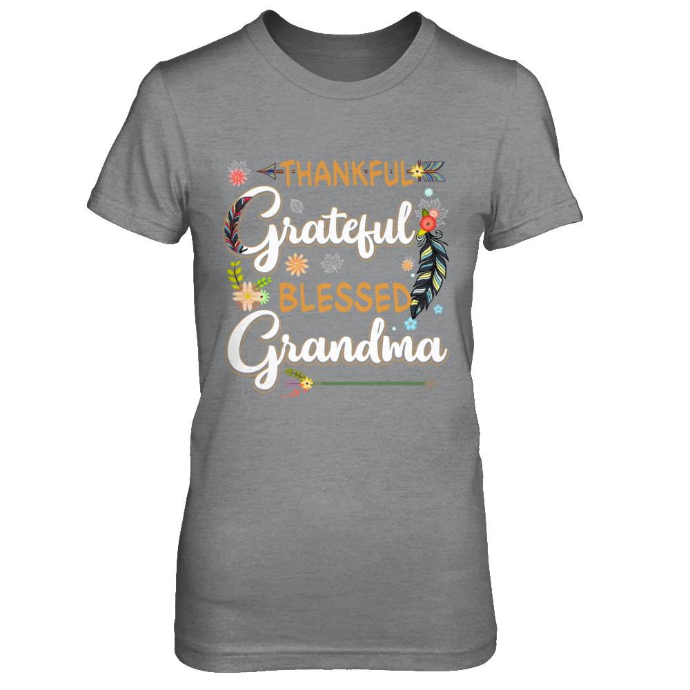 Grateful Thankful And Blessed Grandma-T-Shirt & Hoodie-Women's T-Shirt-Sport Grey