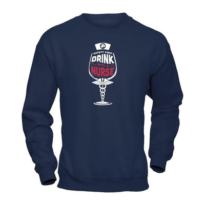 Irish Safety First Drink With A Nurse-T-Shirt & Hoodie-Crewneck Sweatshirt-Navy