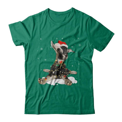 Goat With Santa Hat Lights Christmas-T-Shirt & Sweatshirt-Classic T-Shirt-Kelly Green