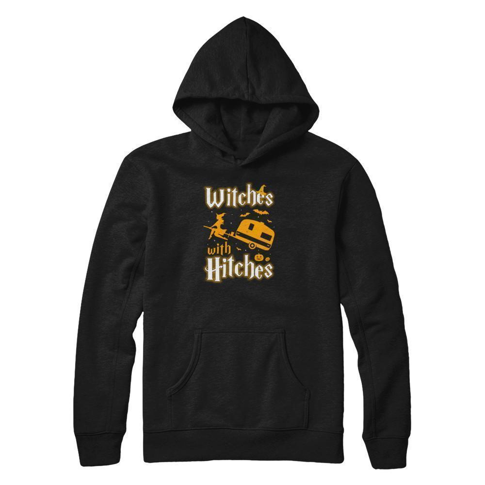 Witches With Hitches Camping Funny Halloween-T-Shirt & Tank Top-Pullover Hoodie-Black
