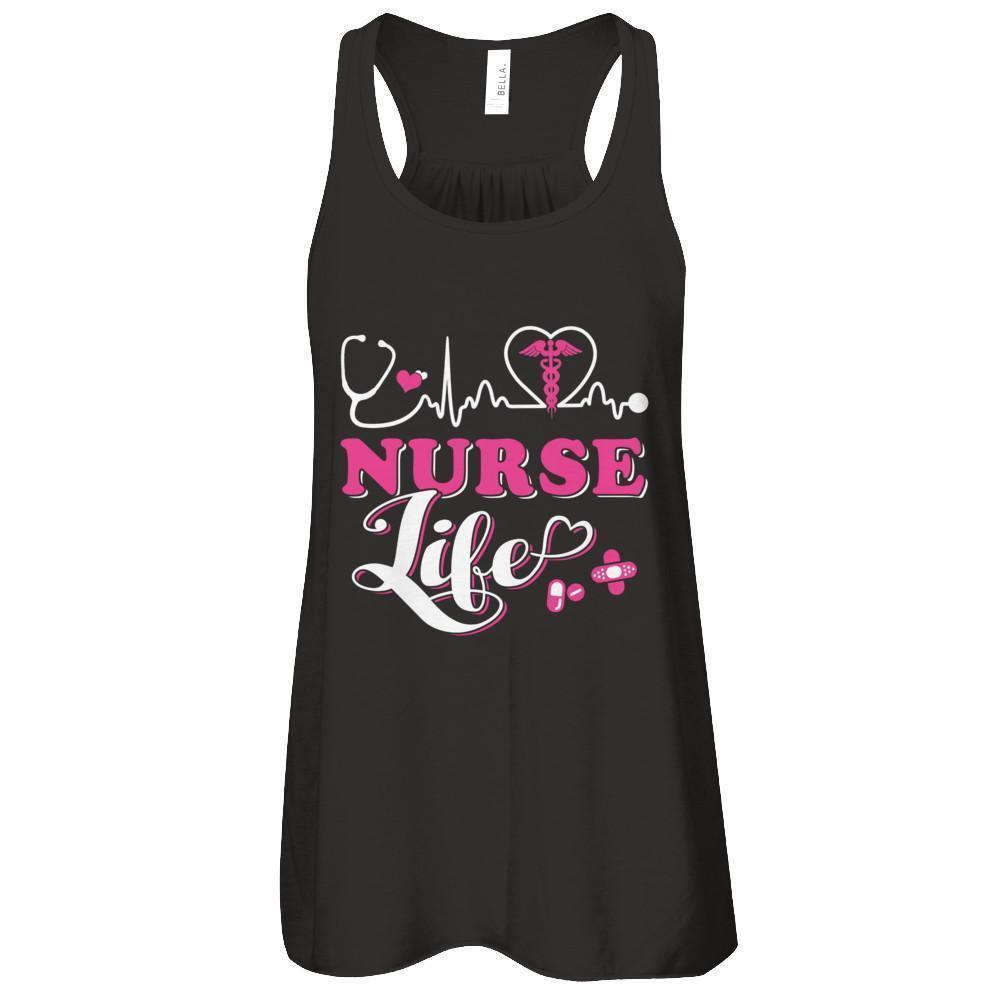 Nurse Life Lover-T-Shirt & Tank Top-Women's Flowy Racerback Tank-Black