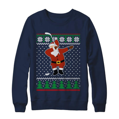 Dabbing Santa Hockey Ugly Sweater Christmas-T-Shirt & Sweatshirt-Crewneck Sweatshirt-Navy