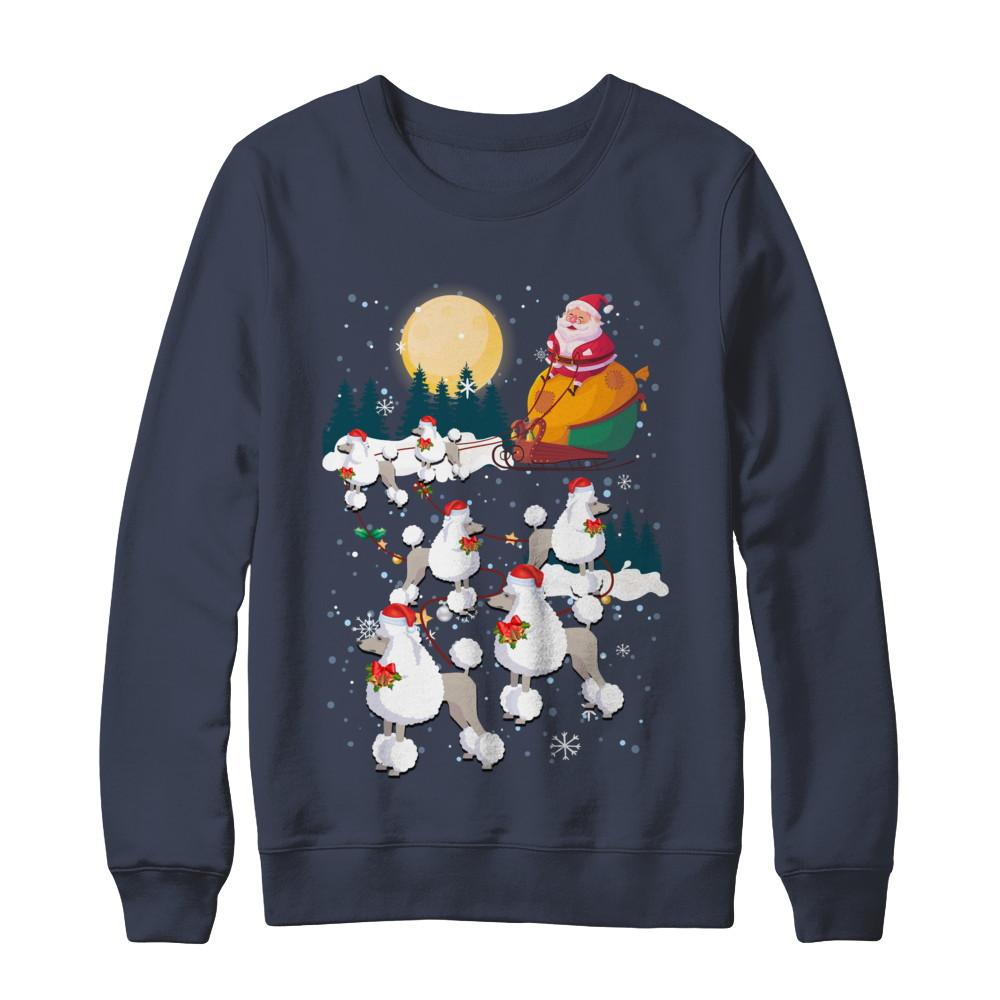 Dog Reindeer Poodle Christmas Gift-T-Shirt & Sweatshirt-Crewneck Sweatshirt-Navy