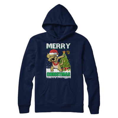 Cute Golden Retriever Claus Merry Christmas Ugly Sweater-T-Shirt & Sweatshirt-Pullover Hoodie-Navy