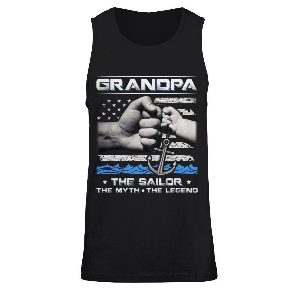 Veteran Grandpa The Sailor The Myth The Legend-T-Shirt & Hoodie-Unisex Tank-Black