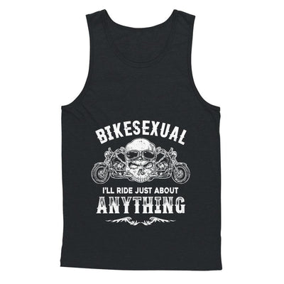 Bikesexual I'll Ride Just About Anything Biker-T-Shirt & Hoodie-Unisex Tank-Black