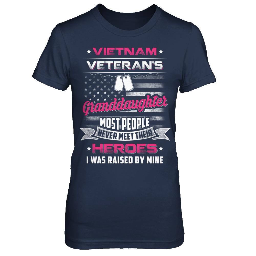 Vietnam Veteran's Granddaughter I Was Raised By Mine-T-Shirt & Hoodie-Women's T-Shirt-Navy