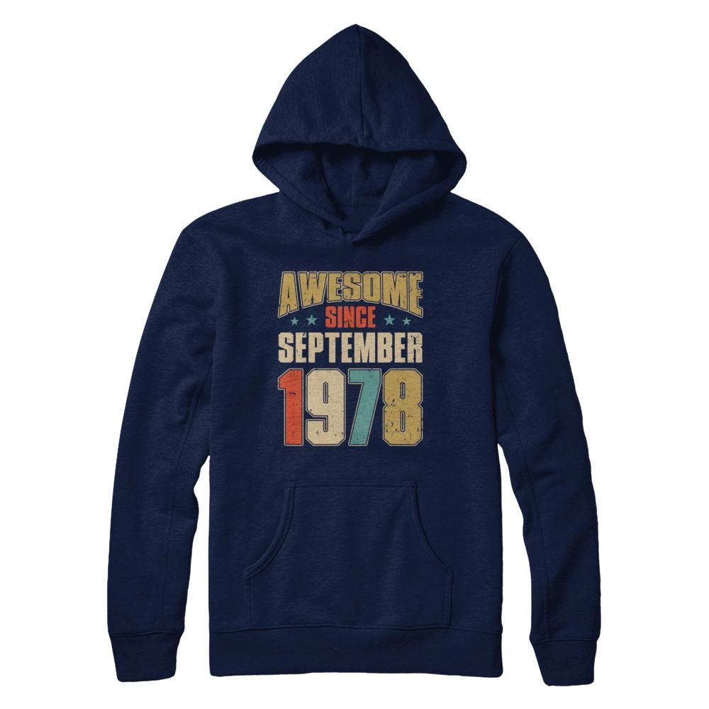Vintage Retro Awesome Since September 1978 43th Birthday-T-Shirt & Hoodie-Pullover Hoodie-Navy
