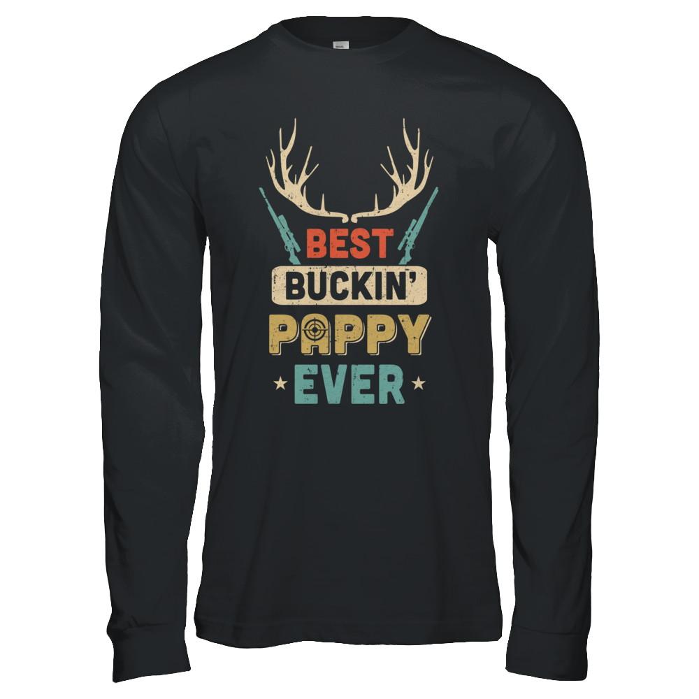 Vintage Best Buckin' Pappy Ever Deer Hunting-T-Shirt & Hoodie-Long Sleeve T-Shirt-Black
