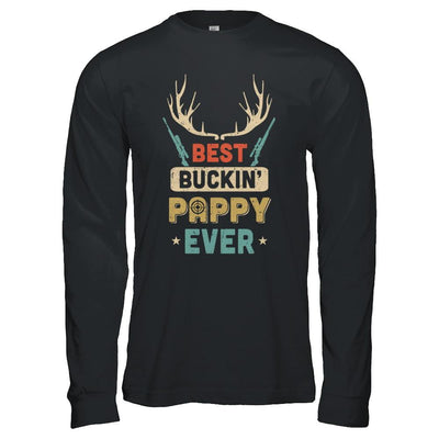 Vintage Best Buckin' Pappy Ever Deer Hunting-T-Shirt & Hoodie-Long Sleeve T-Shirt-Black