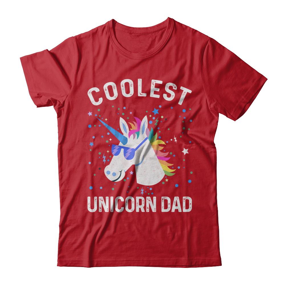 Coolest Unicorn Dad Cute Funny Unicorn Fathers Day-T-Shirt & Hoodie-Classic T-Shirt-Red