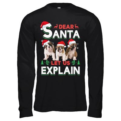 Dear Santa Funny Bulldogs Puppies Christmas Gift-T-Shirt & Hoodie-Long Sleeve T-Shirt-Black