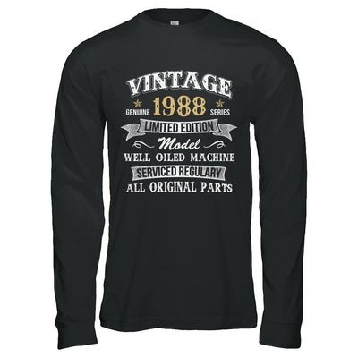 Vintage 33th Birthday Funny 1988 All Original Parts-T-Shirt & Hoodie-Long Sleeve T-Shirt-Black