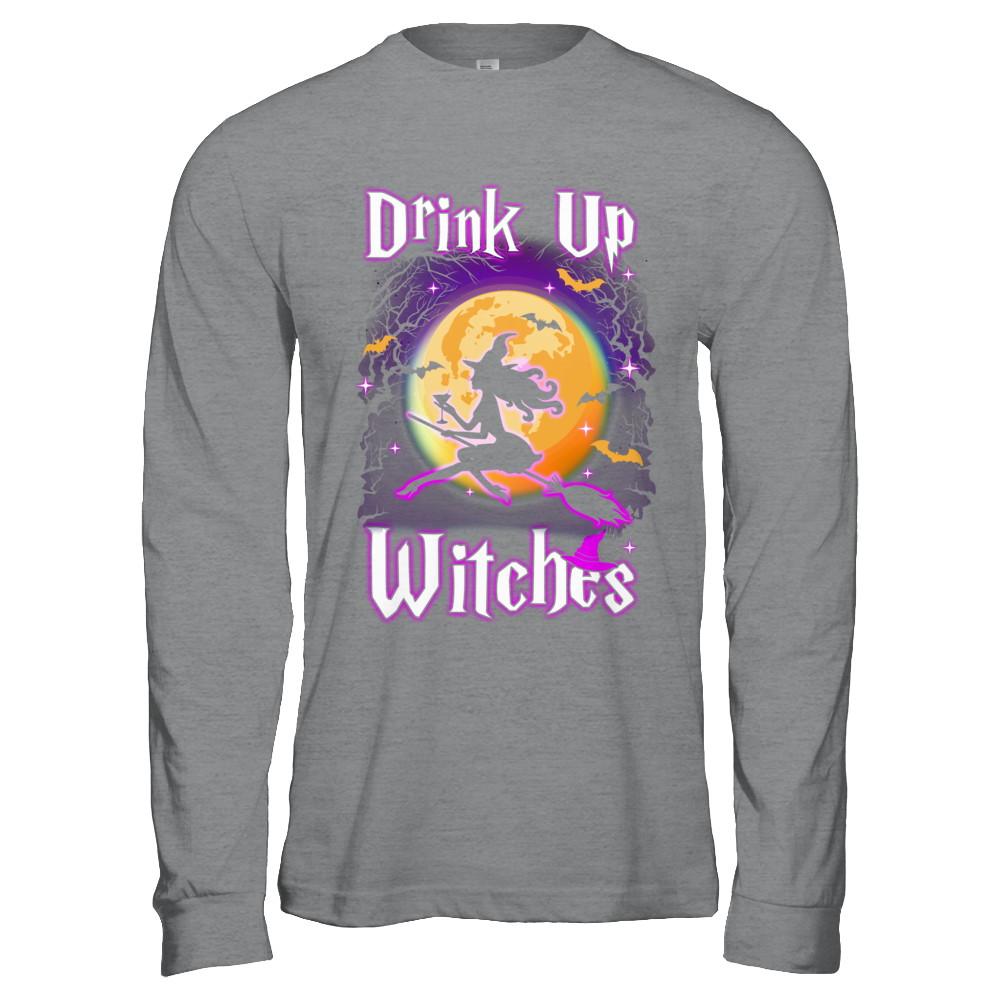 Drink Up Witches Funny Halloween-T-Shirt & Hoodie-Long Sleeve T-Shirt-Sport Grey