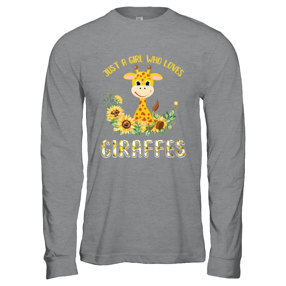 Just A Girl Who Loves Giraffes And Sunflowers-T-Shirt & Hoodie-Long Sleeve T-Shirt-Sport Grey