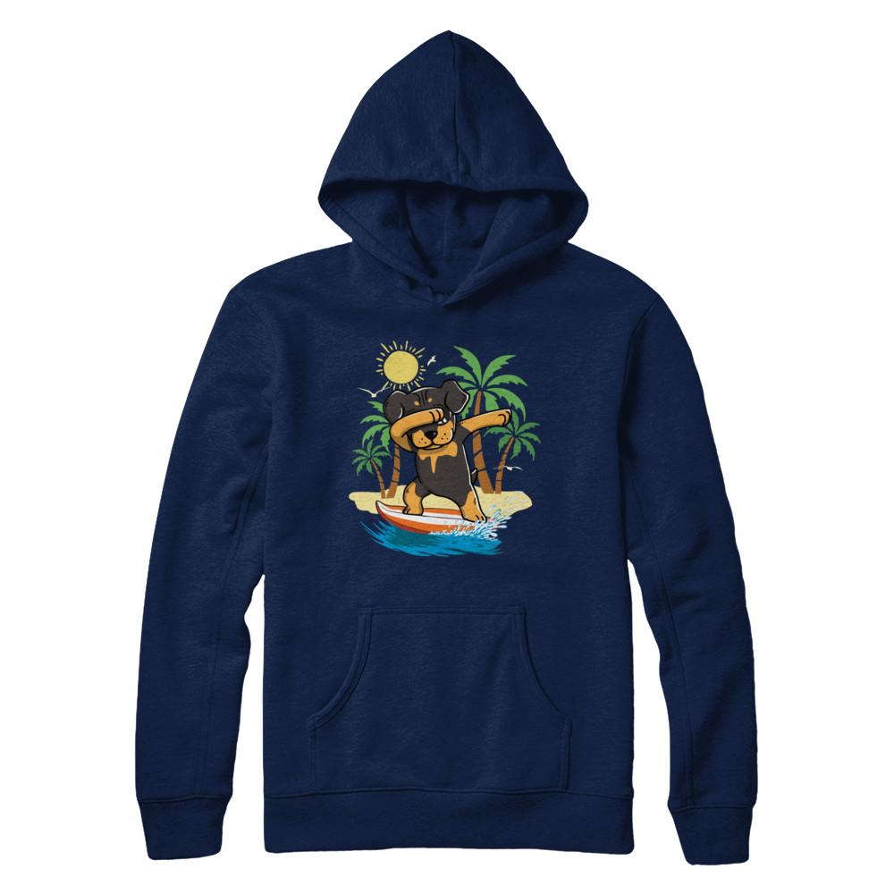 Summer Vacation Dabbing Rottweiler Surfing Surfboard Gift-T-Shirt & Hoodie-Pullover Hoodie-Navy