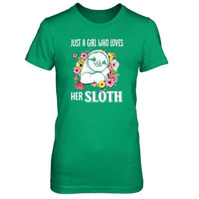 Just A Girl Who Loves Her Sloth-T-Shirt & Tank Top-Women's T-Shirt-Irish Green