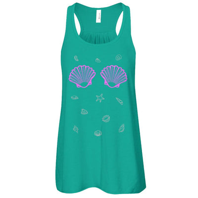 Mermaid Shell Sea Shell Bra Top-T-Shirt & Tank Top-Women's Flowy Racerback Tank-Kelly