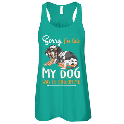Sorry I'm Late My Dachshund Was Sitting On Me Funny Dog-T-Shirt & Tank Top-Women's Flowy Racerback Tank-Kelly