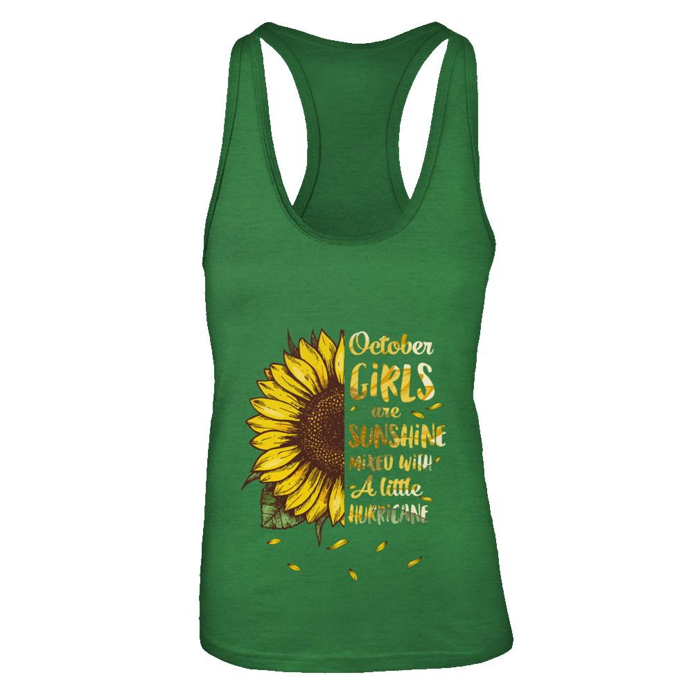 October Girls Are Sunshine Mixed With A Little Hurricane-T-Shirt & Tank Top-Women's Ideal Racerback Tank-Kelly Green