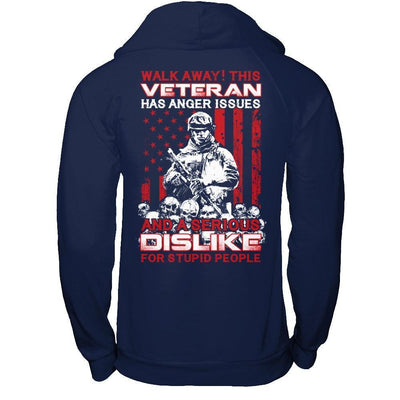 Walk Away This Veteran Has Anger Issues-T-Shirt & Hoodie-Pullover Hoodie-Navy