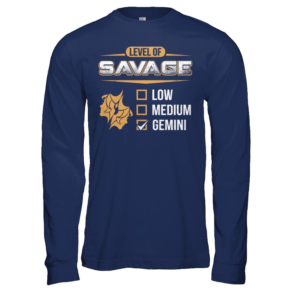 Level Of Savage Gemini-T-Shirt & Hoodie-Long Sleeve T-Shirt-Navy