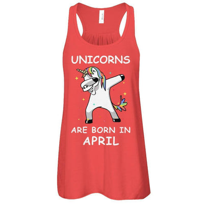 Unicorns Are Born In April Cute Dabbing-T-Shirt & Tank Top-Women's Flowy Racerback Tank-Red
