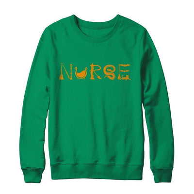 Funny Nurse Halloween-T-Shirt & Sweatshirt-Crewneck Sweatshirt-Irish Green