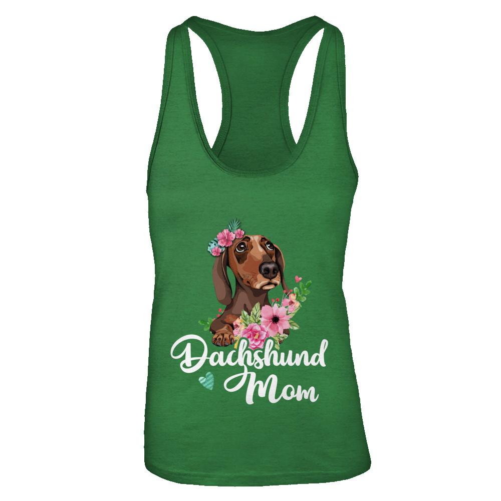 Dachshund Mom Funny Dog Mom Gift Idea-T-Shirt & Tank Top-Women's Ideal Racerback Tank-Kelly Green
