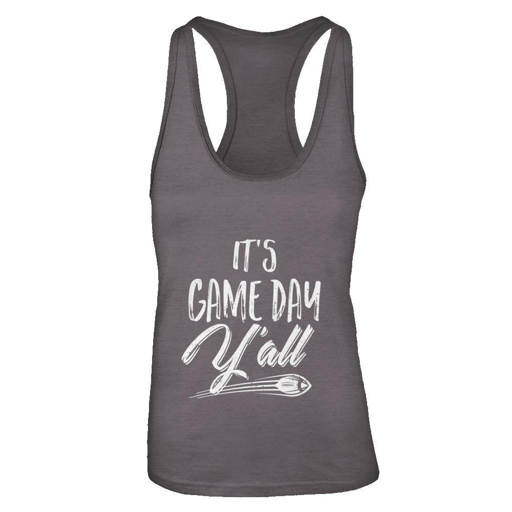 Funny It's Game Day Y'all Fan Football-T-Shirt & Tank Top-Women's Ideal Racerback Tank-Dark Grey