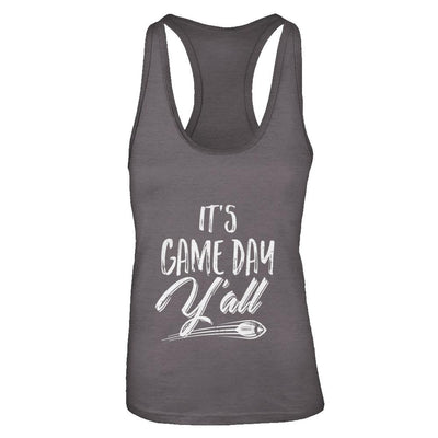 Funny It's Game Day Y'all Fan Football-T-Shirt & Tank Top-Women's Ideal Racerback Tank-Dark Grey