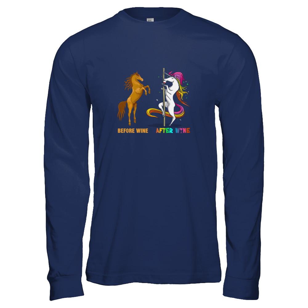 Before Wine After Wine Unicorn-T-Shirt & Tank Top-Long Sleeve T-Shirt-Navy
