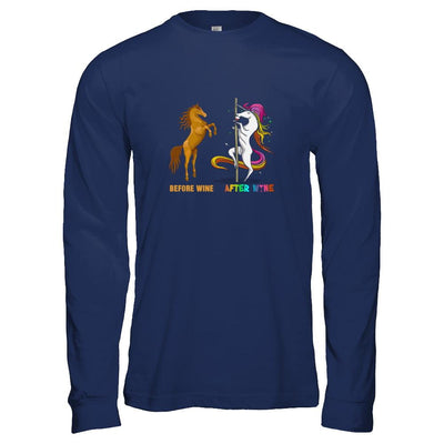Before Wine After Wine Unicorn-T-Shirt & Tank Top-Long Sleeve T-Shirt-Navy