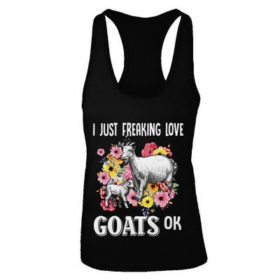 I Just Freaking Love Goats-T-Shirt & Tank Top-Women's Ideal Racerback Tank-Black