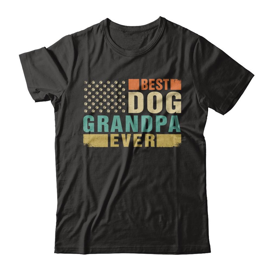 Vintage Retro BEST DOG GRANDPA EVER American Flag Fathers Day-T-Shirt & Hoodie-Classic T-Shirt-Black