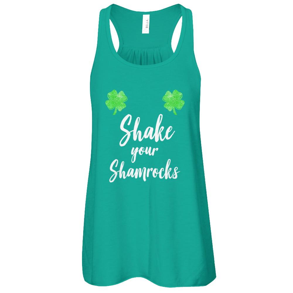 Shake Your Shamrocks St. Patrick's Day Boobs-T-Shirt & Hoodie-Women's Flowy Racerback Tank-Kelly