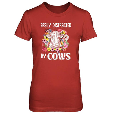 Easily Distracted By Cows-T-Shirt & Tank Top-Women's T-Shirt-Red
