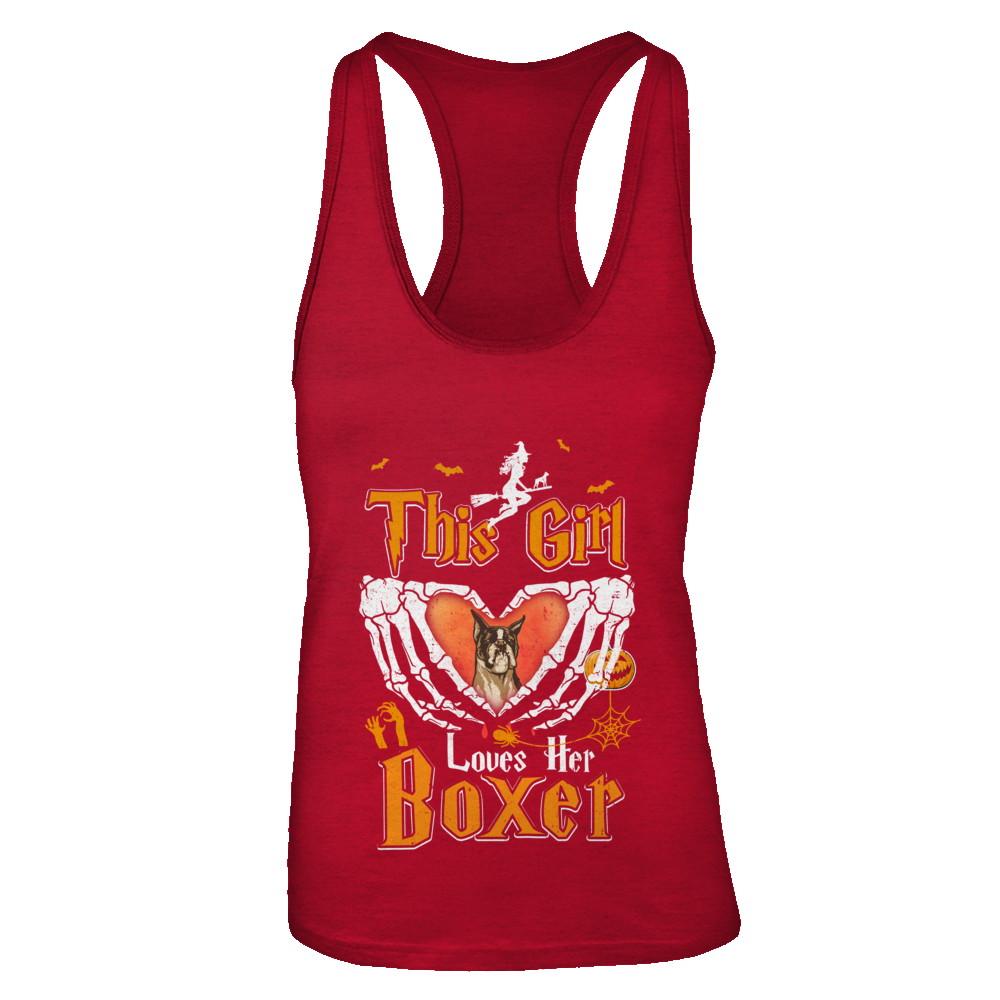 This Girl Love Her Dog Boxer Halloween-T-Shirt & Tank Top-Women's Ideal Racerback Tank-Red