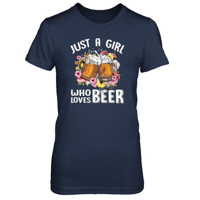 Just A Woman Who Loves Beer-T-Shirt & Tank Top-Women's T-Shirt-Navy
