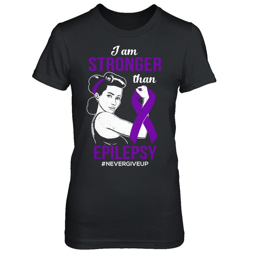 I Am Stronger Than Epilepsy Awareness Support-T-Shirt & Hoodie-Women's T-Shirt-Black