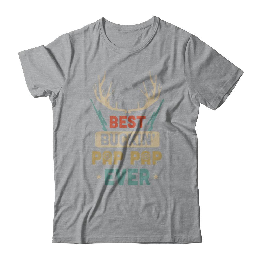 Vintage Best Buckin' Pap Pap Ever Deer Hunting-T-Shirt & Hoodie-Classic T-Shirt-Sport Grey