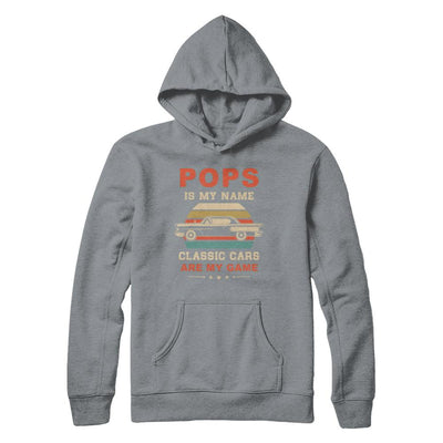 Vintage Pops Is My Name Class Cars Are My Game Fathers Day-T-Shirt & Hoodie-Pullover Hoodie-Light Steel