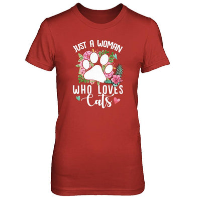 Just A Woman Who Loves Cats-T-Shirt & Tank Top-Women's T-Shirt-Red