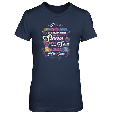 I'm A Hippie Girl I Was Born With My Heart-T-Shirt & Tank Top-Women's T-Shirt-Navy